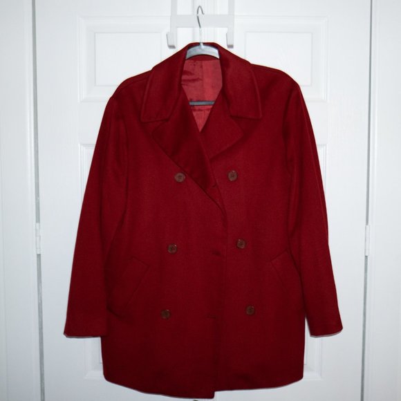 Red Cashmere Peacoat Jacket (M) - Picture 2 of 4